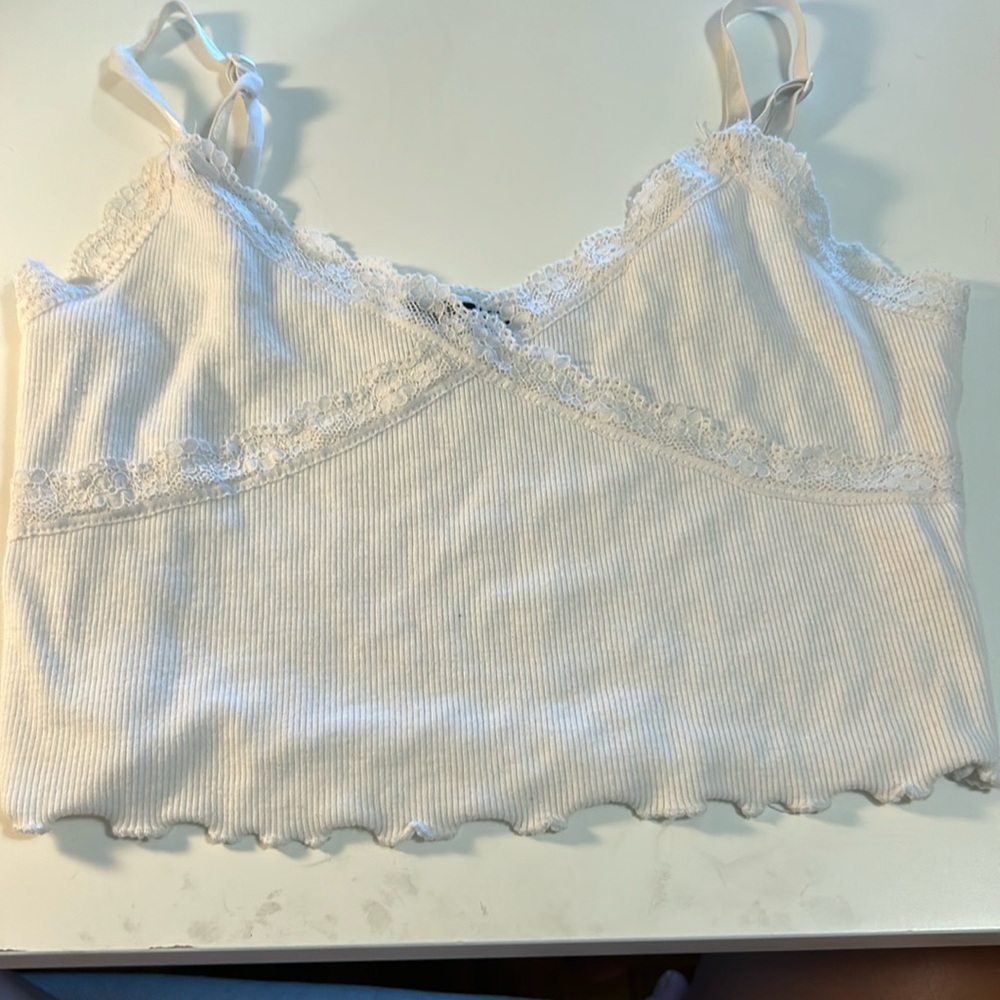 White Ribbed Tank Top